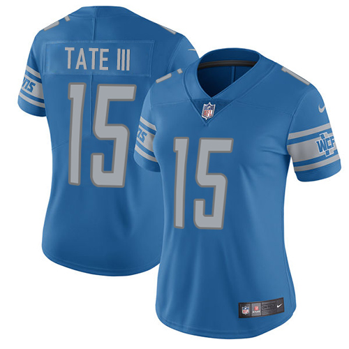 Nike Lions #15 Golden Tate III Light Blue Team Color Women's Stitched NFL Limited Jersey