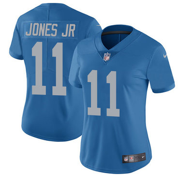 Nike Lions #11 Marvin Jones Jr Blue Throwback Women's Stitched NFL Limited Jersey