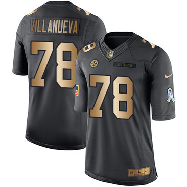 Nike Steelers #78 Alejandro Villanueva Black Youth Stitched NFL Limited Gold Salute to Service Jersey