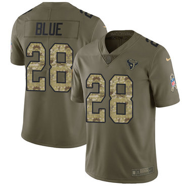 Nike Texans #28 Alfred Blue Olive Camo Men's Stitched NFL Limited 2017 Salute To Service Jersey