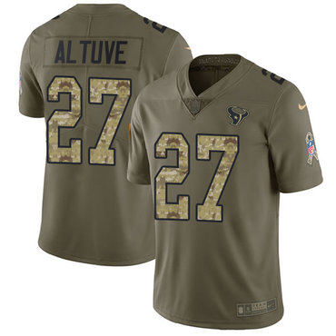 Nike Texans #27 Jose Altuve Olive Camo Men's Stitched NFL Limited 2017 Salute To Service Jersey