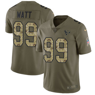 Nike Texans #99 J.J. Watt Olive Camo Men's Stitched NFL Limited 2017 Salute To Service Jersey