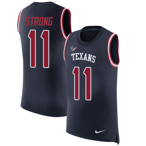 Nike Texans #11 Jaelen Strong Navy Blue Team Color Men's Stitched NFL Limited Rush Tank Top Jersey