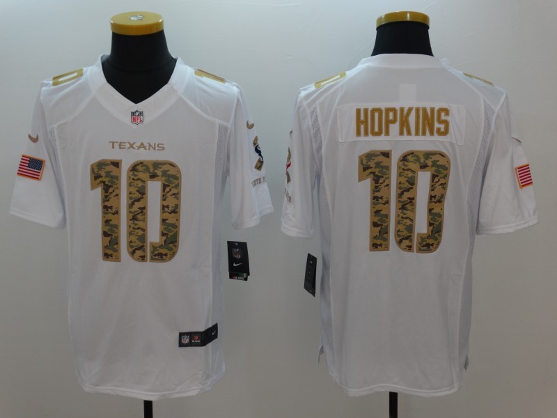 Nike Houston Texans #10 DeAndre Hopkins White Men's Stitched NFL Limited Salute to Service Jersey