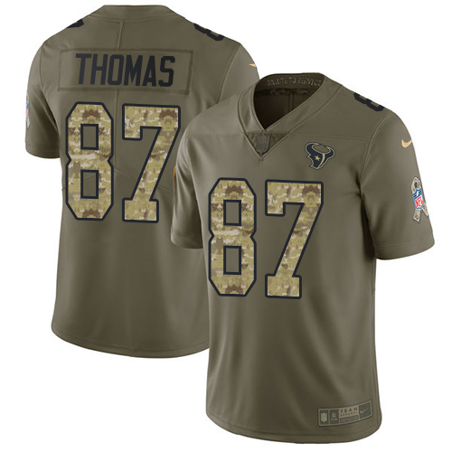 Nike Texans #87 Demaryius Thomas Olive Camo Men's Stitched NFL Limited 2017 Salute To Service Jersey