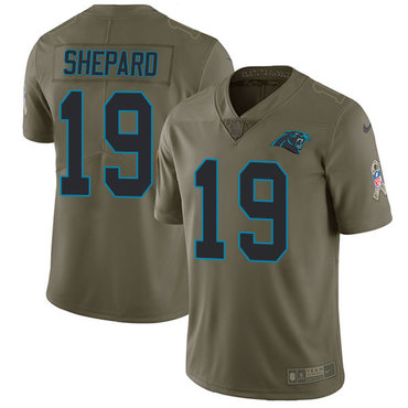 Nike Panthers 19 Russell Shepard Olive Salute To Service Limited Jersey