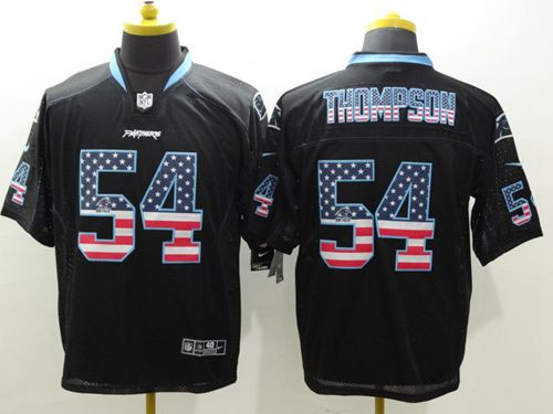 New Carolina Panthers #54 Shaq Thompson Black Men's Stitched NFL Elite USA Flag Fashion Jersey
