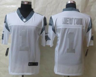 Nike Carolina Panthers #1 Cam Newton White NFL Limited Platinum Jersey