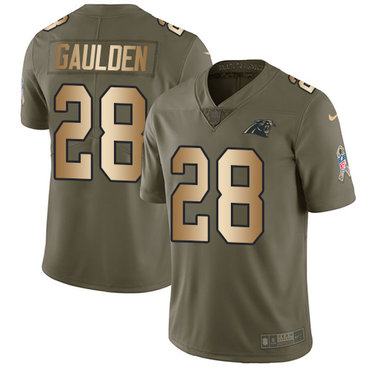 Nike Panthers #28 Rashaan Gaulden Olive Gold Men's Stitched NFL Limited 2017 Salute To Service Jersey