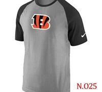 NEW Cincinnati Bengals Ash Tri Big Play Raglan NFL T-Shirt Grey Black