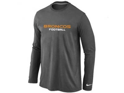 NEW Denver Broncos Authentic font Long Sleeve T-Shirt D.Grey