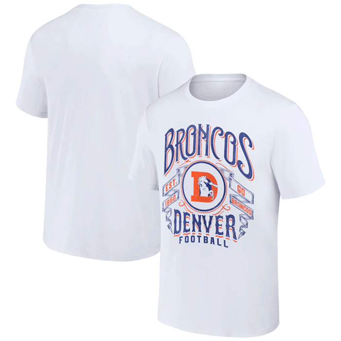 Men's Denver Broncos White X Darius Rucker Collection Vintage Football T-Shirt