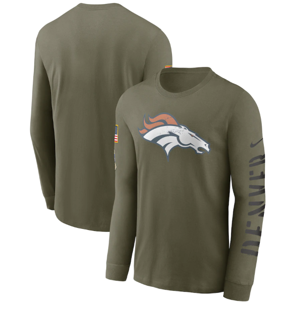 Men's Denver Broncos Olive 2022 Salute To Service Long Sleeve T-Shirt