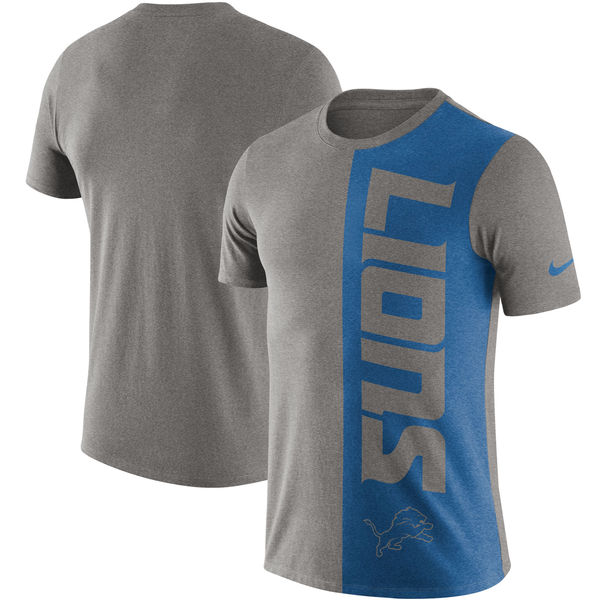 Detroit Lions Nike Coin Flip Tri Blend T-Shirt Heathered Gray Blue