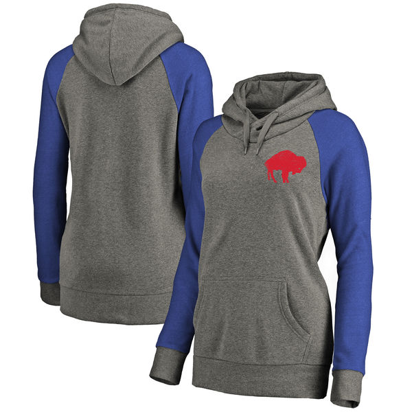 Buffalo Bills NFL Pro Line By Fanatics Branded Women's Plus Sizes Vintage Lounge Pullover Hoodie Heathered Gray