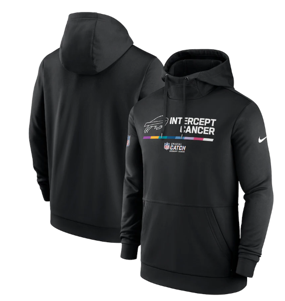 Men's Buffalo Bills 2022 Black Crucial Catch Therma Performance Pullover Hoodie