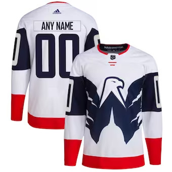 Custom Men's Washington Capitals adidas White 2023 NHL Stadium Series Jersey