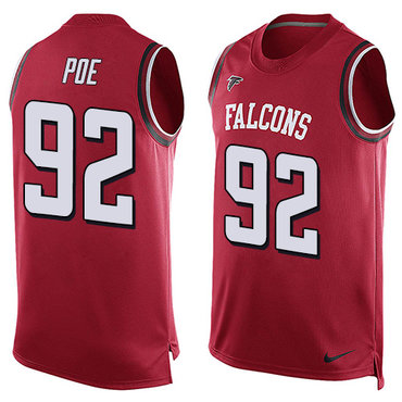 Nike Falcons #92 Dontari Poe Red Team Color Men's Stitched NFL Limited Tank Top Jersey