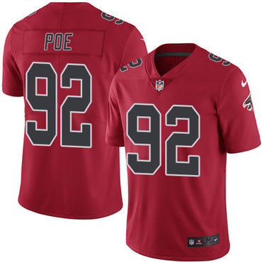 Nike Falcons #92 Dontari Poe Red Men's Stitched NFL Limited Rush Jersey
