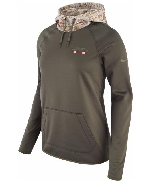 Nike Women's Arizona Cardinals Olive Salute To Service Sideline Therma Pullover Hoodie