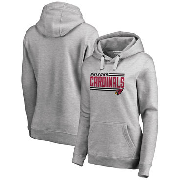 Women's Arizona Cardinals NFL Pro Line By Fanatics Branded Ash Iconic Collection On Side Stripe Pullover Hoodie