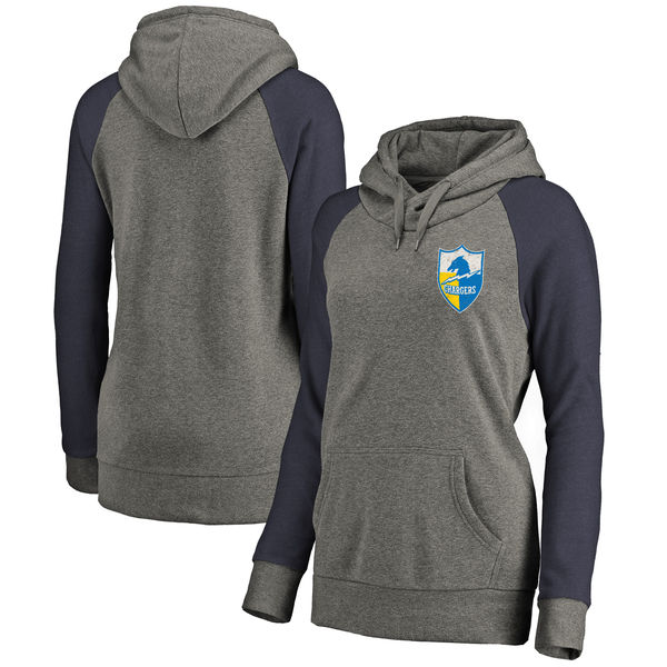 Los Angeles Chargers NFL Pro Line By Fanatics Branded Women's Plus Sizes Vintage Lounge Pullover Hoodie Heathered Gray