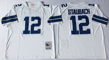 Mitchell&Ness cowboys #12 Roger Staubach white Throwback Stitched NFL Jersey
