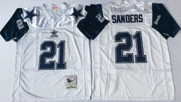 Mitchell&Ness cowboys #21 Deion Sanders Throwback Stitched NFL Jersey