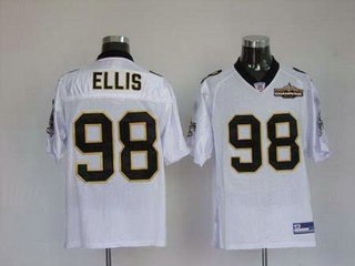 new orleans saints 98 sedrick ellis white champions patch