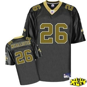 new orleans saints 26 mcallister replica black golden 2010 superbowl patch