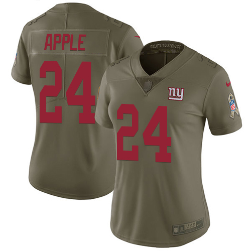 Nike Giants #24 Eli Apple Olive Women's Stitched NFL Limited 2017 Salute to Service Jersey