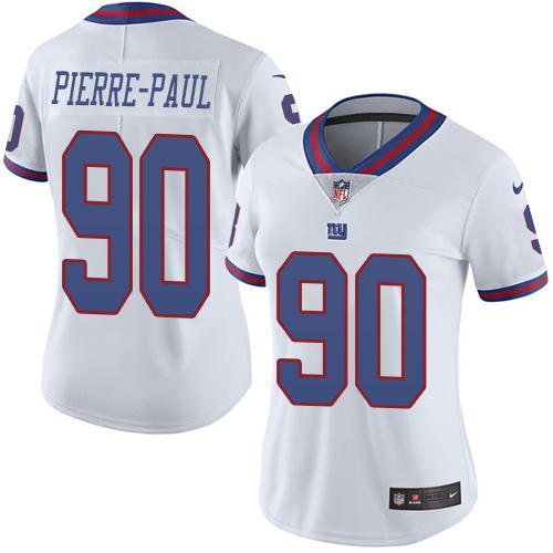 Nike Giants #90 Jason Pierre-Paul White Women's Stitched NFL Limited Rush Jersey