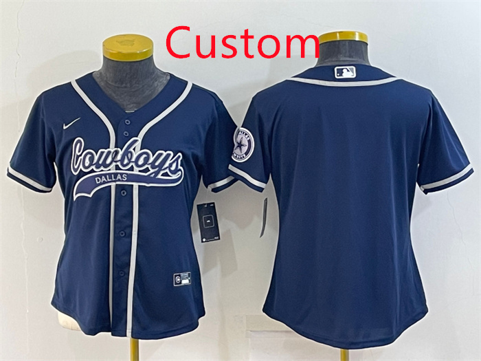 Custom Women's Dallas Cowboys Navy Baseball Jersey