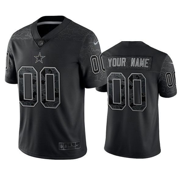 Men's Custom Dallas Cowboys Black Reflective Limited Stitched Football Jersey