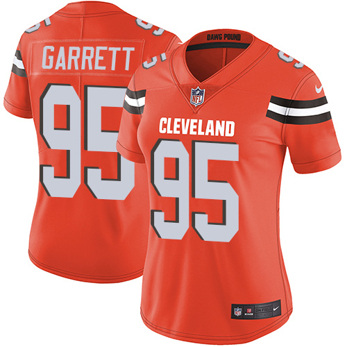 Nike Browns #95 Myles Garrett Orange Alternate Women's Stitched NFL Vapor Untouchable Limited Jersey - 副本