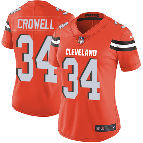Nike Browns #34 Isaiah Crowell Orange Alternate Women's Stitched NFL Vapor Untouchable Limited Jersey
