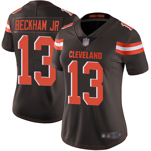 Browns #13 Odell Beckham Jr Brown Team Color Women's Stitched Football Vapor Untouchable Limited Jersey