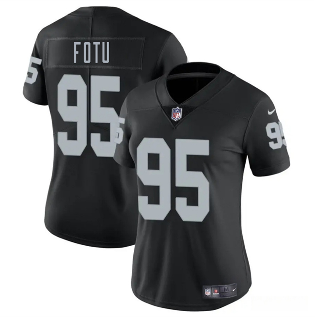 Women's Las Vegas Raiders #95 Leki Fotu Black 2025 Vapor Stitched Jersey(Run Small)
