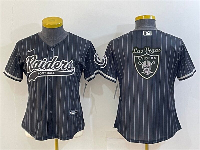 Women's Las Vegas Raiders Black Team Big Logo With Patch Cool Base Stitched Baseball Jersey(Run Small)s