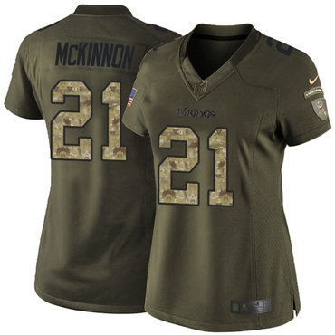 Nike Vikings #21 Jerick McKinnon Green Women's Stitched NFL Limited 2015 Salute to Service Jersey