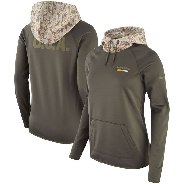 Nike Women's Washington Redskins Olive Salute To Service Sideline Therma Pullover Hoodie