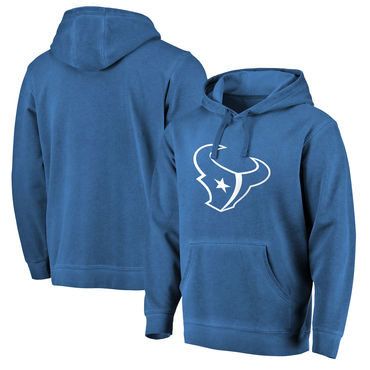 Men's Houston Texans NFL Pro Line By Fanatics Branded Navy White Logo Shadow Washed Pullover Hoodie