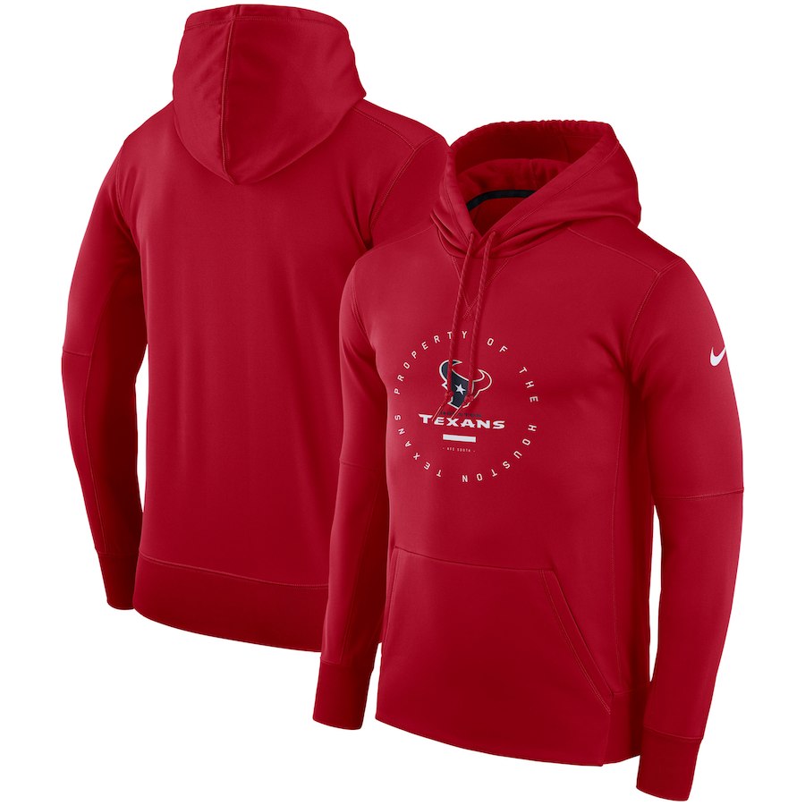 Houston Texans Nike Sideline Property Of Wordmark Logo Performance Pullover Hoodie Red
