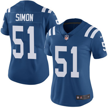 Nike Colts #51 John Simon Royal Blue Team Color Women's Stitched NFL Vapor Untouchable Limited Jersey