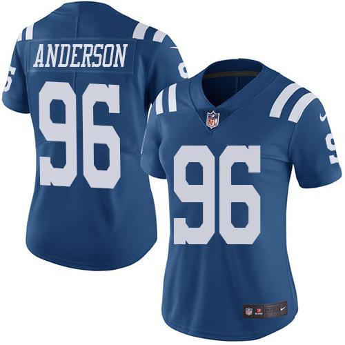 Nike Colts #96 Henry Anderson Royal Blue Women's Stitched NFL Limited Rush Jersey