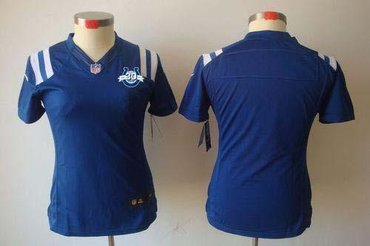 NEW Colts Blank Royal Blue Team Color With 30TH Seasons Patch Women's Stitched NFL Limited Jersey