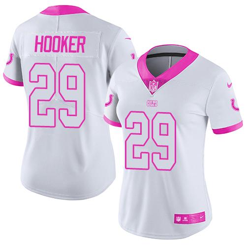Nike Colts #29 Malik Hooker White Pink Women's Stitched NFL Limited Rush Fashion Jersey