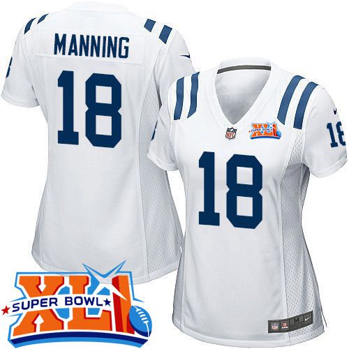 Women's Nike Colts #18 Peyton Manning White Super Bowl XLI Stitched NFL Elite Jersey
