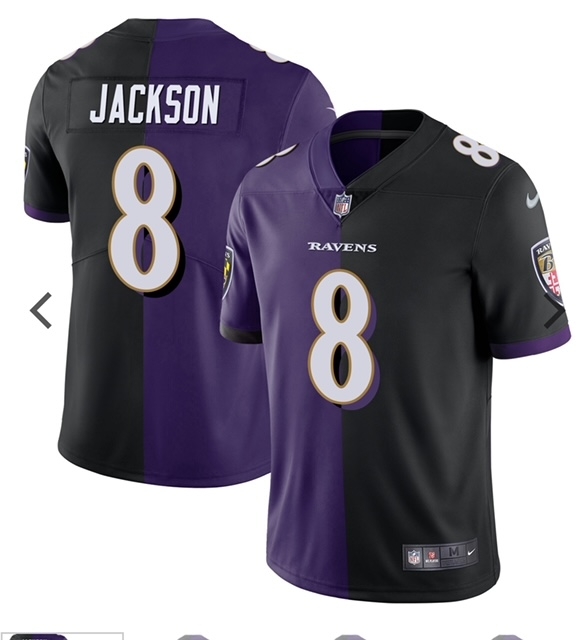 Custom Ravens Purple Black Split Vapor Limited Jersey