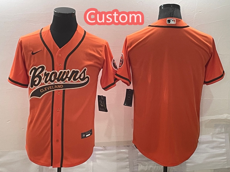 Custom Men's Cleveland Browns Orange Stitched Jersey